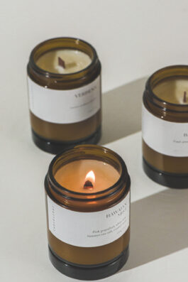 Wooden wick candle mini